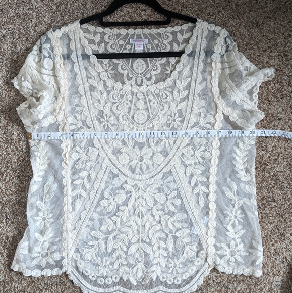 (xhilaration) Cream Boho Lace Top L/XL - Picture 2 of 7